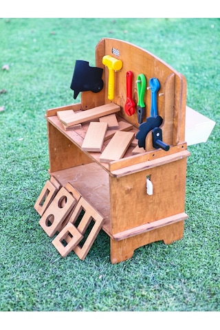 Mandu Ahşap Çocuk Marangoz Tezgâhı Ahşap Rengi