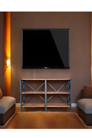 Umutpark Çok Amaçlı Metal Ahşap Kitaplık Tv Ünitesi Raf.