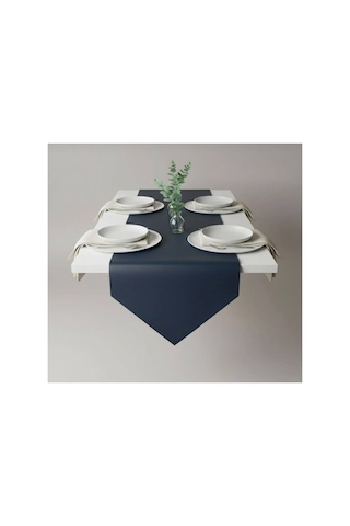 Kk Swords 4+1 Adet Deri Amerikan Servis+runner Set 4 Amerikan Servis -1 Runner Supla Decor Masa Decoru Lacivert