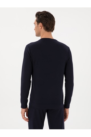 Lacivert Regular Fit Modal Karışımlı Bisiklet Yaka Sweatshirt