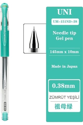 Uniball Signo Needle 0.38 İğne Uçlu Jel Kalem Zümrüt Yeşili Üç Adet