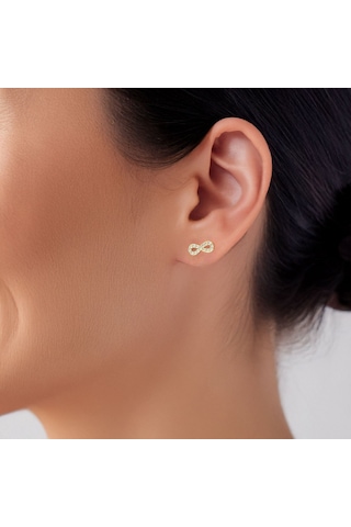 Minik Sonsuzluk Altın Kaplama Gümüş Küpe Gold