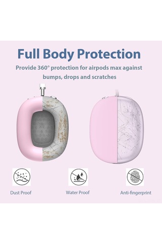 Tenfowee Apple Airpods Max İçin Pembe Silikon Koruma Seti - Kulaklık Yastığı, Baş Bant Örtüsü Ve Tam Koruma Kılıfı - Su Geçirmez, Çizik Ve Toz Koruyucu Diğer