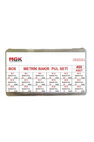 Mgk Bakır Pul Seti Metrik 460 Adet Mgk Bakır Pul Seti Metrik 460 Adet