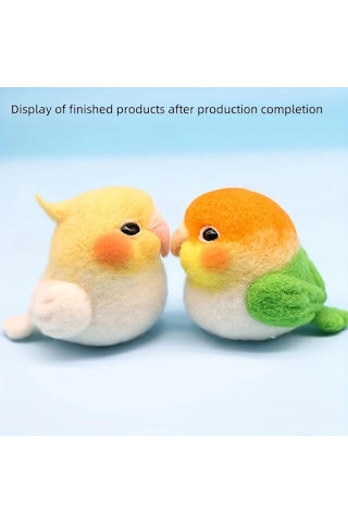 Hightower Mavi Tüylü Papağan İğneleme Keçe Seti - Yeni Başlayanlar İçin Qr Kodlu El Yapımı Oyuncak Mavi