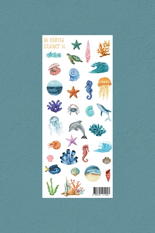 M34 Deniz Canlıları Temalı Sticker Seti Çok Renkli M34 Deniz Canlıları Temalı Sticker Seti Çok Renkli