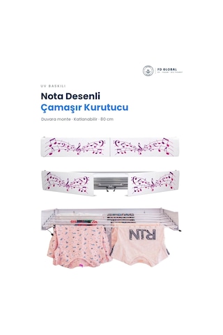 Fd Global Nota Desenli Duvara Monte Katlanır Çamaşır Kurutma Askısı 80 Cm Balkon Askılık Beyaz Beyaz Fd Global Nota Desenli Duvara Monte Katlanır Çamaşır Kurutma Askısı 80 Cm Balkon Askılık Beyaz Beyaz