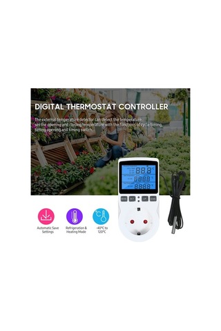 Besthome1 Priz Dijital Termostat Kontrol Cihazı, Lcd, Isıtma Soğutma Kontrol, Çıkış Fişi