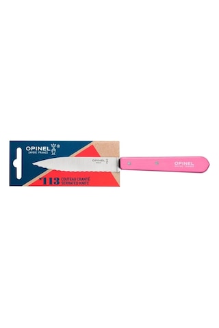 Opinel Essential  No:113 Paslanmaz Çelik Tırtıklı Soyma Bıçağı Pembe