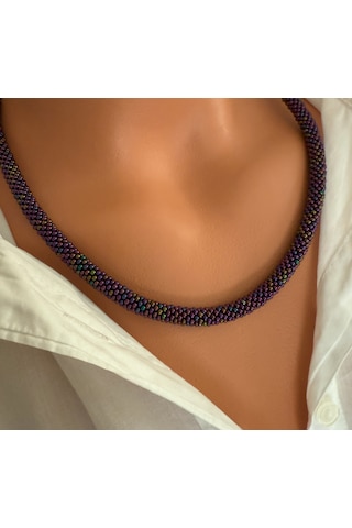 Chichibeads Mor Renk Bohem Kolye Bileklik Set Eflatun - Mor