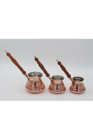 Bakır Üzümlü Otantik 3'lü Cezve Seti