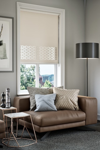 Lazer Kesim Mat Stor Perde, Lazer Kesimli Modern Serisi, M-191003 Açık Kahverengi Renk Açık Kahverengi