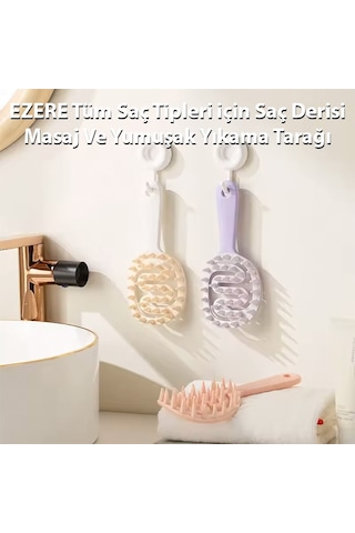 Ezere Saç Derisi Masaj Ve Yumuşak Yıkama Tarağı Mor