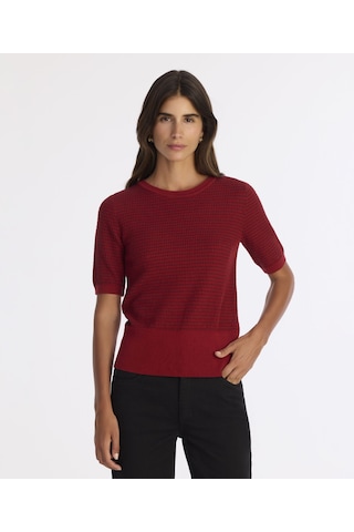 Yargıcı Regular Bisiklet Yaka Kısa Kol Kazak 25kktr2020x 043 Kırmızı