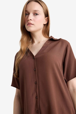 Defacto Regular Fit Kaçık Yaka Krinkıl Viskon Kısa Kollu Gömlek F5835ax25aubn333 Kahve