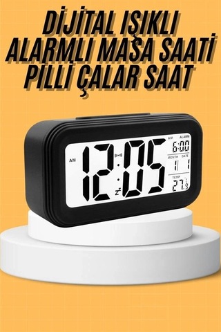 Hubrendy Kargo Dijital Masa Saati Takvim Çalar Saat Alarmlı Işıklı Led Ekran Pilli 521774