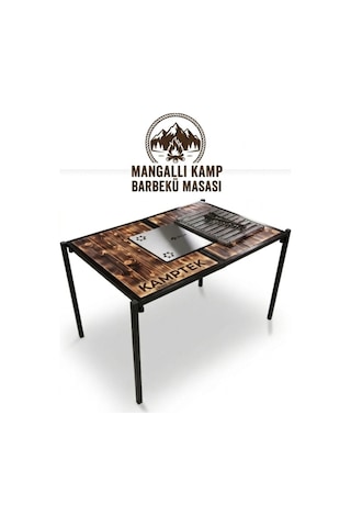 Kamp Masası Barbekü 180 Açılır 2'si 1 Arada Piknik Masası - Izgaralı Kamp Mutfak Masası Diğer