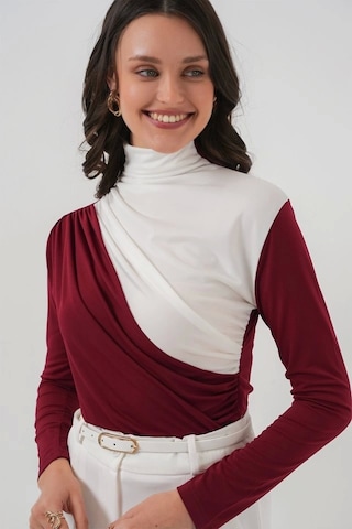 Defymoda 940 Büzgü Detaylı Sandy Bluz - Bordo Bordo