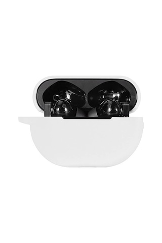 Koodmax Huawei Freebuds Pro Uyumlu Silikon Kılıf + Metal Kopça - Beyaz