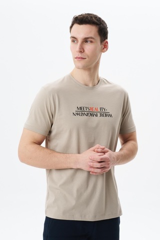 AR-MA Arma Erkek Regular Fit Baskılı Süprem Bisiklet Yaka Tişört Y29344454002 Bej