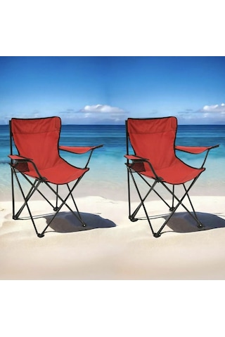 Simple Living 2'li Piknik Ve Kamp Sandalyesi - Kırmızı Kırmızı