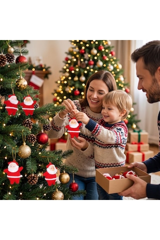 Bakgelal 6'lı Noel Baba Yılbaşı Ağacı Süsü 5 Cm Kırmızı Asılabilir Çam Ağacı Dekoru - 9083816320501 Diğer
