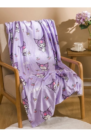 Mor Hello Kitty Baskılı Tv Battaniyesi 100x150 Cm