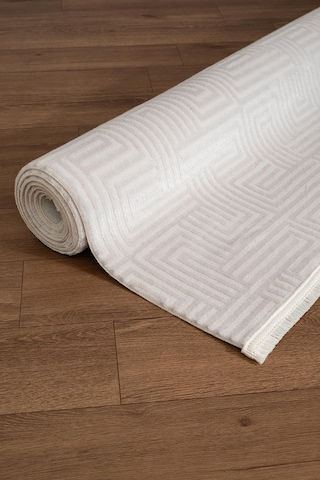 Clay Ct004a Beyaz Halı Modern Desenli Triko Akrilik Pamuk Tabanlı Kaymaz Salon Oturma Odası Halısı