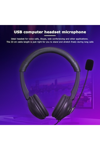 Suofeng Usb Kablolu Kulaklık, Gürültü Engelleme Mikrofonlu, Ofis Konferans/servis Çağrıları İçin, Hızlı Ses Kontrol Ve Sessiz Mod, Siyah Oy359