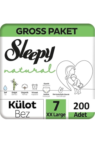 Sleepy Natural Gross Paket Külot Bez 7 Numara 20- 30 Kg Xxlarge 200 Adet