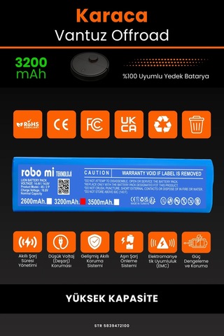Karaca Vantuz Offroad 3200mah Robot Süpürge Bataryası