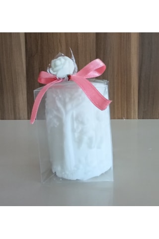 Salıncakdaki Çocuklar Görünümlü Kokulu Doğal Beyaz Renk Dekoratif Mum Beyaz - Beyaz