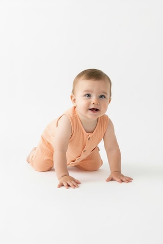Miababy Müslin Kısa Atlet Tulum Bej