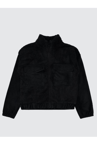 Civil Girls Velsoft Kadife Garnili 10-13 Yaş Hırka Siyah