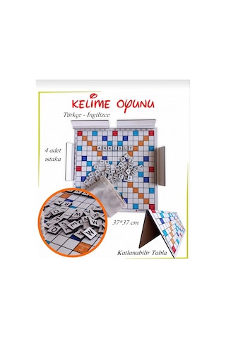 Ahşap Kelime Oyunu Katlanabilir Tabla 37x37 Cm