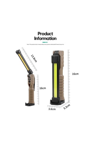 Ebitda Ft20 Katlanır Mıknatıslı Araba Muayene Işığı Siyah - Şarj Edilebilir Pil, 300-400 Lümen, Ipx4 Su Geçirmez