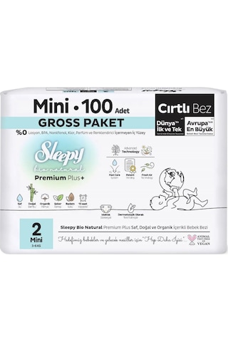 Sleepy Bio Natural Bebek Bezi Gross Paket 2 Beden 3-6 Kg 100 Adet