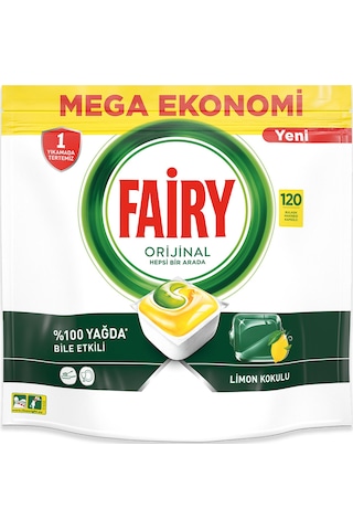Fairy Hepsi Bir Arada Limon Kokulu Bulaşık Makinesi Deterjanı 120 Tablet