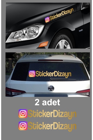 Kişiye Özel İnstagram Sticker 2 Adet - Sosyal Medya İnstagram Sticker - Araba Oto Araç Motosiklet Karavan Cam Sticker - 00926 12 Cm