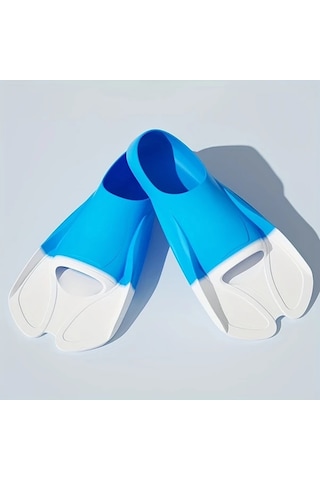 Elmpaly Mavi + Açık Beyaz L39 41 Yetişkin Yüzme Paleti Dalış Eğitim Silikon Palet Kısa Yüzme Ekipmanı Akuamarin