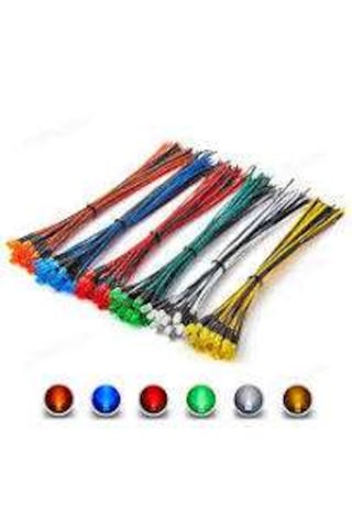 10 Adet 12v 5mm Diffüz Led 20 Cm Kablo Kırmızı