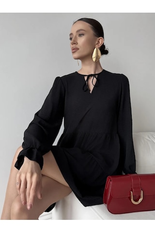 Agbata Uzun Kollu Bol Kesim Oversize Elbise 347406423