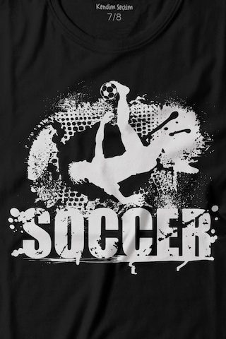 Kendim Seçtim Soccer Röveşata Gol Atan Futbolcu Taktik Baskılı Tişört Çocuk T-shirt 001