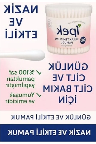 100 Adet %100 Hidrofil Pamuklu Kulak Çubuğu Seti