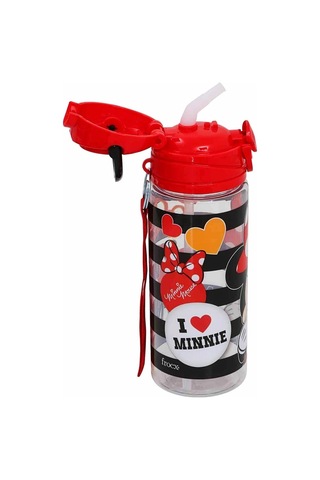Minnie Mouse Lisanslı Pipetli Plastik Matara 500 Ml Kırmızı Otto-42514