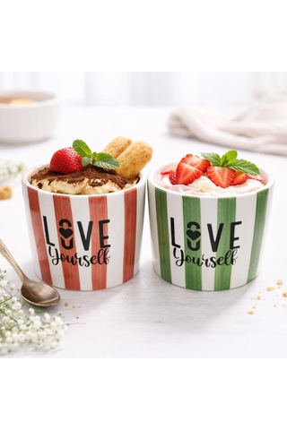 Arvale Love Yourself 4'lü Seramik Kase 8 Cm - Tatlı, Granola Ve Dondurma Sunum Kasesi Diğer
