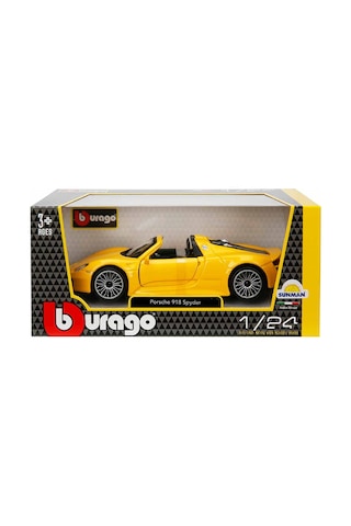 Burago 1/24 Ölçek Porsche 918 Spyder Model Araba Sarı