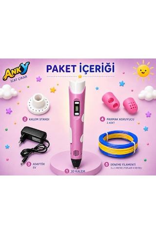 Anky Pembe 3d Kalem 50+9 M Flament + Fan Hediyeli