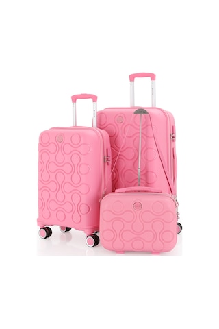 Mçs Polipropilen 3lü Valiz Seti Orta & Kabin & Makyaj V376 S23sy1000052-set 00020 Pembe