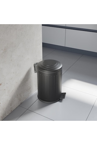 Aqua Bagno Midas Çöp Kovası -pedallı 12 Lt. , Mat Siyah Siyah